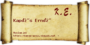 Kapás Ernő névjegykártya
